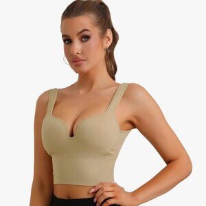 Women's Wire-Free Integrated Cup Sports Bra Camisole Push-Up